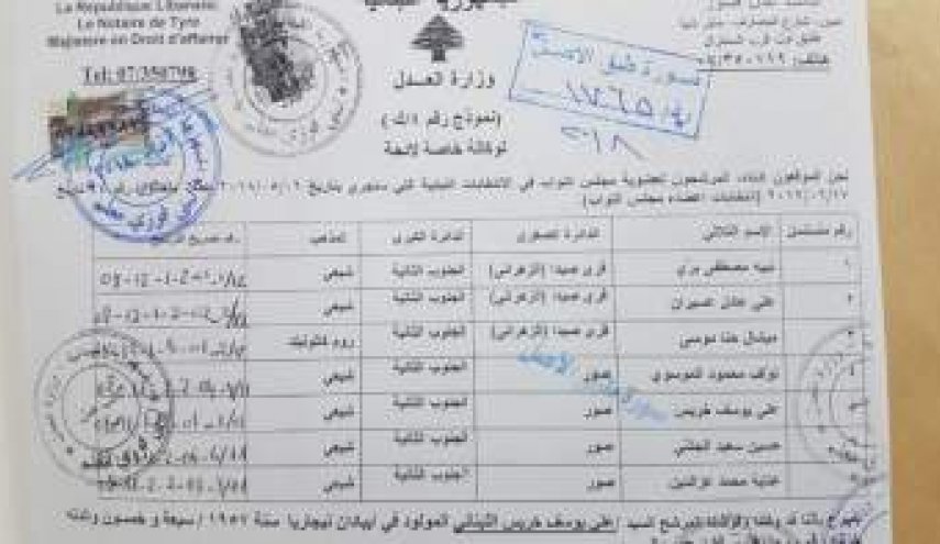 الانتخابات اللبنانية .. اول لائحة تسجل رسميا لتحالف امل-حزب الله 
