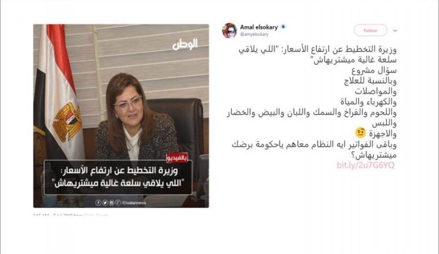 حل مشكلة غلاء الأسعار على طريقة الوزيرة المصرية!