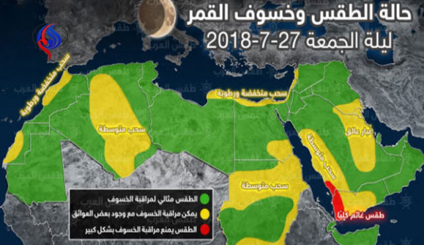 تنبيه!.. الظروف الجوية المتوقعة أثناء خسوف القمر في الدول العربية ليلة غد!