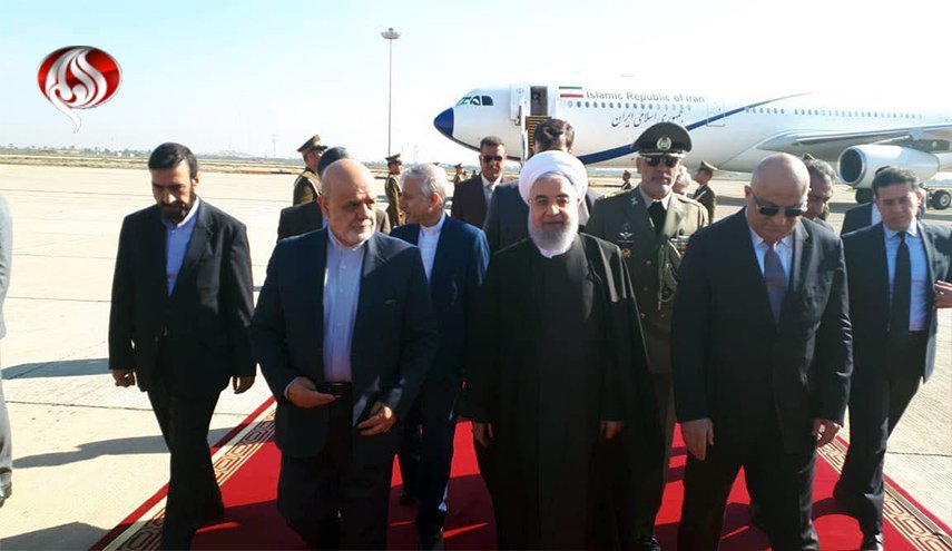 الرئيس روحاني يصل الى بغداد
