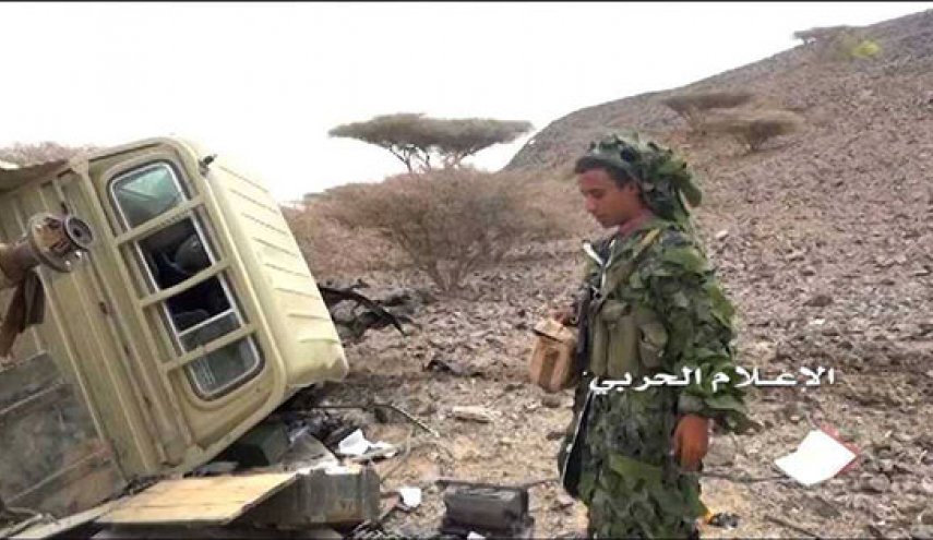 تدمير آليتين عسكريتين لمرتزقة العدوان السعودي الاماراتي في الجوف