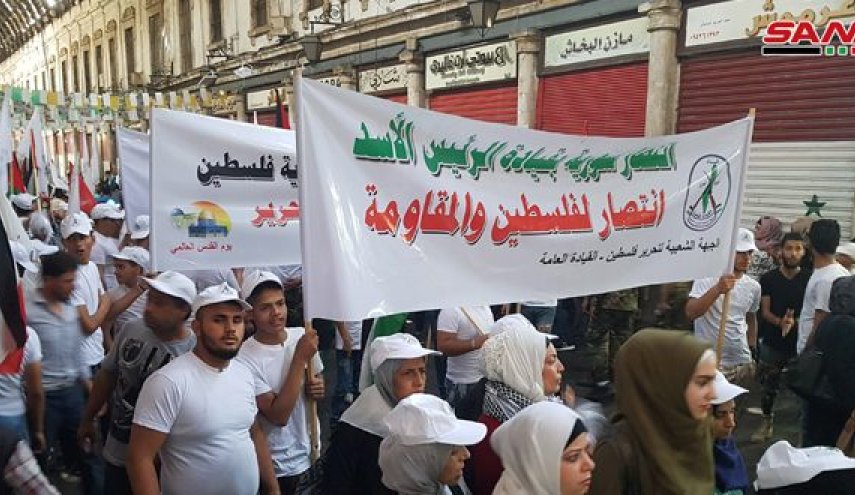 مسيرة حاشدة في دمشق للتضامن مع الشعب الفلسطيني