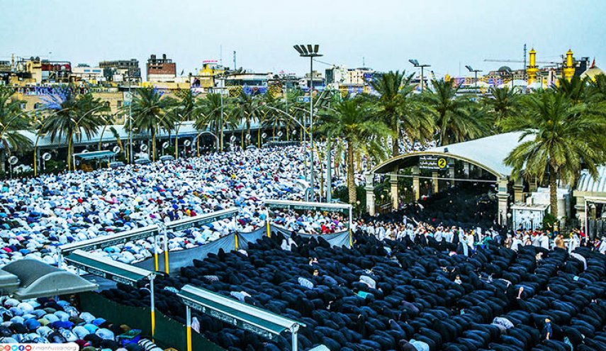 شاهد بالصور: كربلاء تتلألأ بالمصلين صبيحة عيد الفطر 