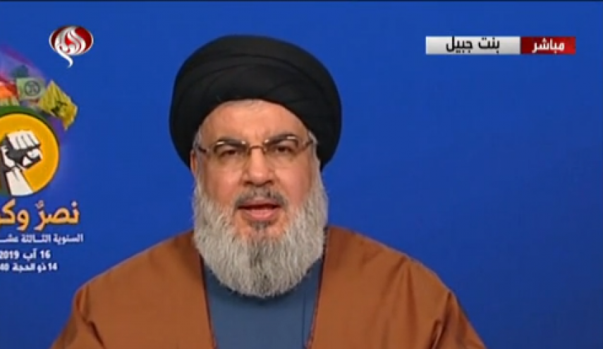 بدء کلمة السید حسن نصرالله في مهرجان الانتصار الكبير