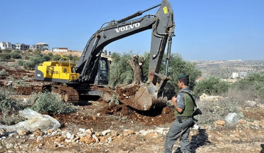 جرافات الاحتلال تجرف أراضي الفلسطينيين في نابلس