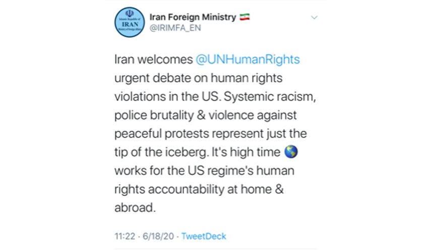وزارت خارجه ایران: وقت آن رسیده که جهان بر پاسخگو کردن آمریکا در حوزه حقوق بشر تمرکز کند
