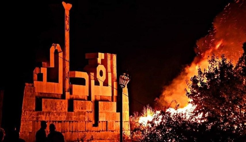 شاهد: اضرار فادحة بمستودعات الدولة جراء حرائق القرداحة
