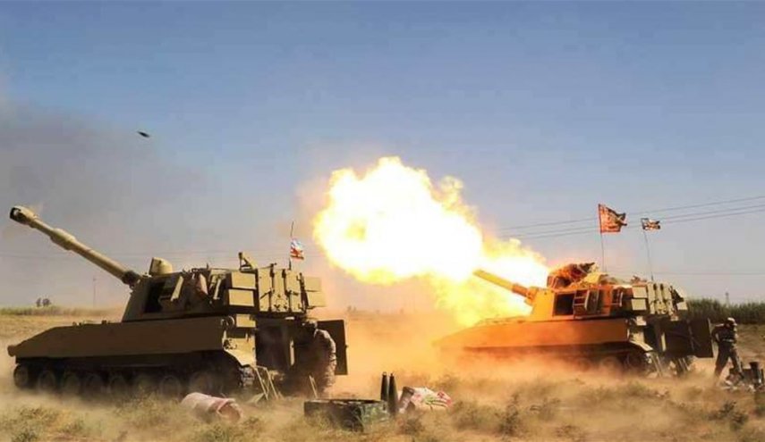 مدفعية الحشد تعالج تجمعاً لداعش في صلاح الدين