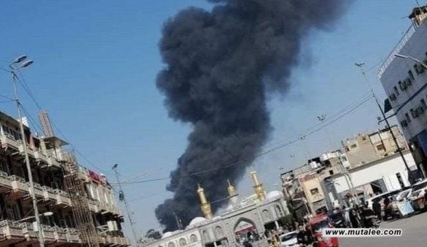 بالصور...إخماد حريق قرب الحرمين في كربلاء المقدسة