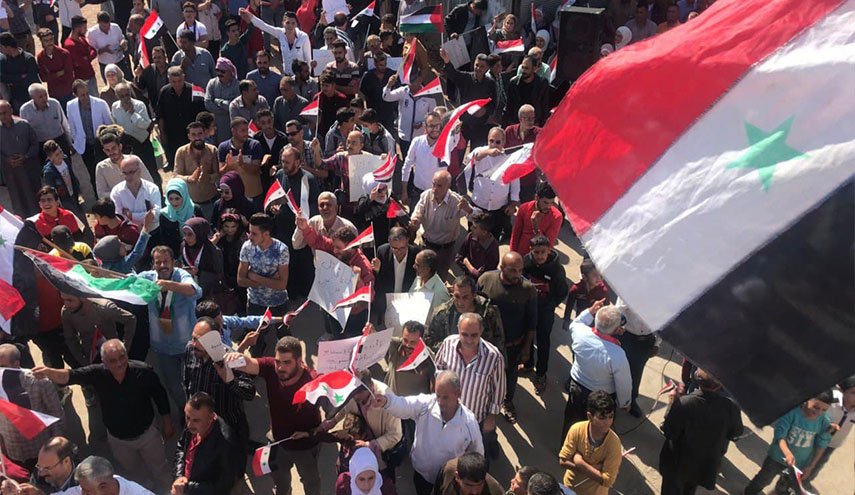 احتجاجات بريف حلب رفضا للتهديد التركي بعملية عسكرية شمالي سوريا