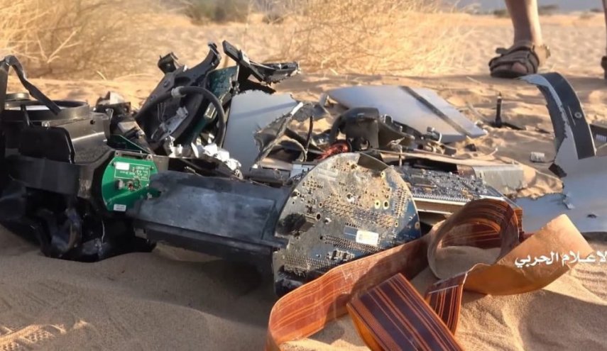 صور حطام إسقاط طائرة التجسس الأمريكية في مأرب