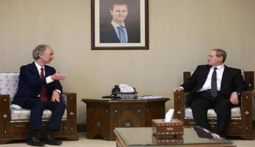 المقداد يلتقي بيدرسون في دمشق.. ماذا دار بينهما ؟