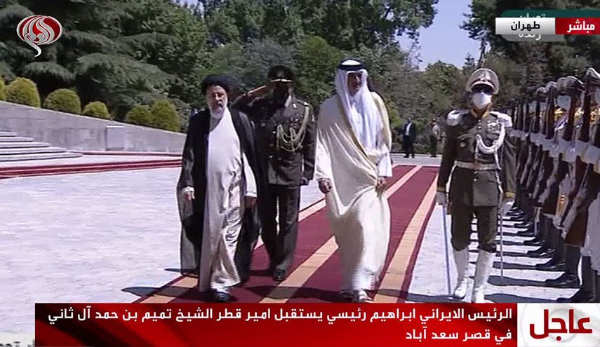 امير قطر في طهران والرئيس رئيسي يستقبله في قصر سعداباد