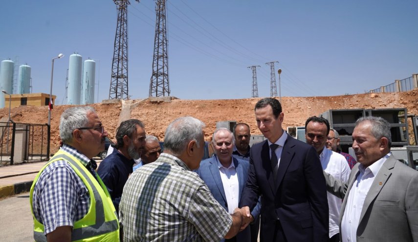 بالصور.. الرئيس الاسد يشارك بإطلاق عمليات ضخ المياه من محطة تل حاصل