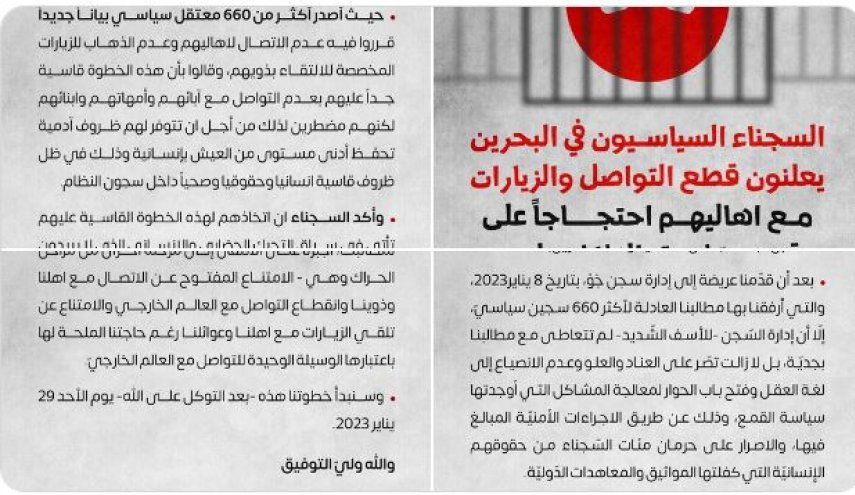 البحرين: مئات السجناء السياسيين يقررون مقاطعة ذويهم والسبب..