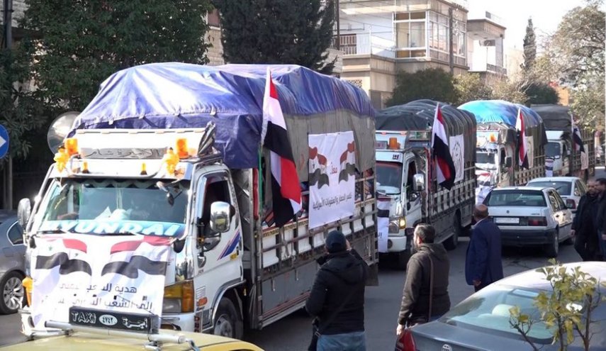 انطلاق قافلة مساعدات ثالثة مقدمة من الشعب اليمني الى متضرري زلزال سوريا