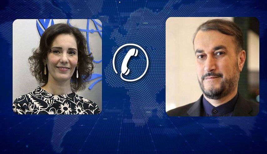 امير عبداللهيان يبحث مع نظيرته البلجيكية بشان احدث تطورات العلاقات بين البلدين