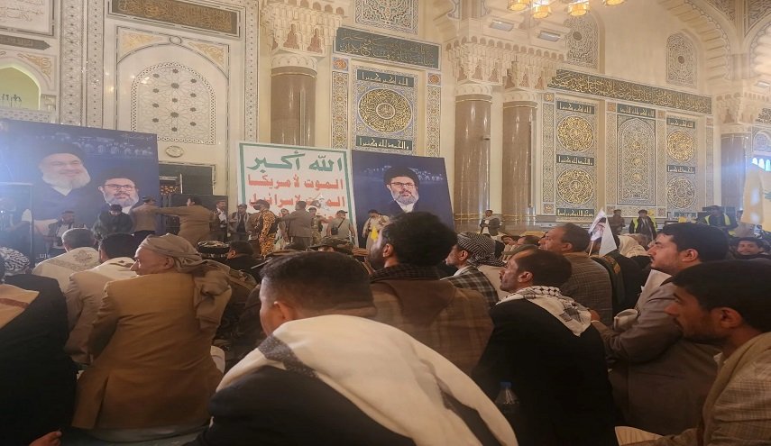 تشييع رمزي للشهيدين السيدين 'نصر الله وصفي الدين' في اليمن + صور
