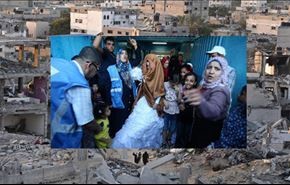 مراسم ازدواج در مدرسه پناهندگان غزه