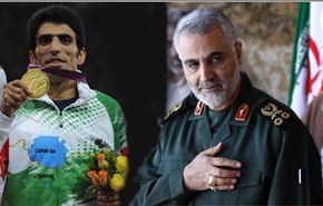 عداء ايراني يهدي ميداليته الذهبية للواء قاسم سليماني