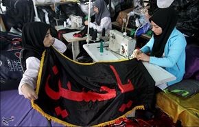عکس‌هایی از کارگاه تولید پرچم محرم - خمین