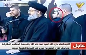 ویدیو؛ شهید جهاد مغنیه در جمع محافظان سید حسن