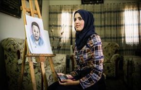 صور/ فنانة ترسم الشهيد دوابشة بمساحيق التجميل