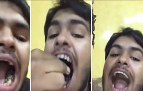 صدق اولا تصدق.... رجل يلتهم عقربا حيا+ بالفيديو