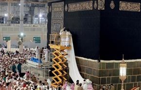 پرده کعبه تعویض شد+فیلم