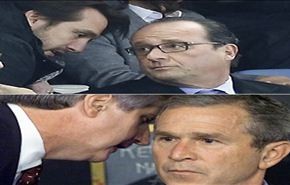 بالصور.. تلقي هولند هجمات باريس، وبوش احداث سبتمبر