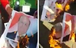 آتش زدن تصویر عبدربه منصور هادی در شهر عدن یمن