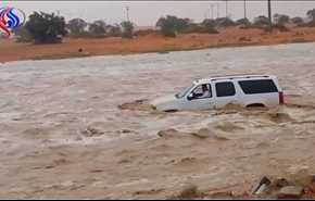 بالفيديو... معلمات يصارعن الموت بعد جرف السيول حافلتهن