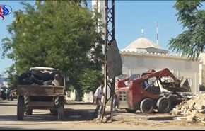 ویدیو؛ موانع بتونی در استان لاذقیه برچیده شد