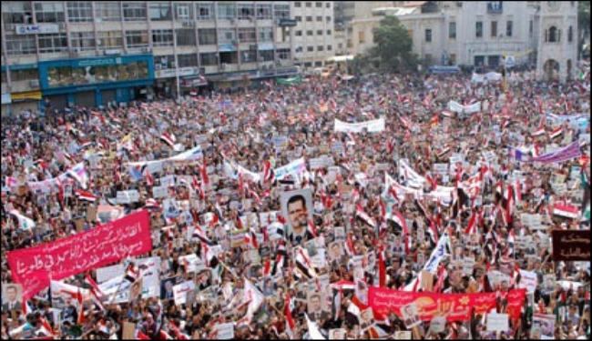 تظاهرات مليونية في كافة المدن السورية تاييدا للرئيس الاسد