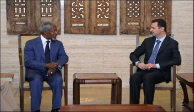 انان يصف مباحثاته مع الأسد بالبناءة والصريحة