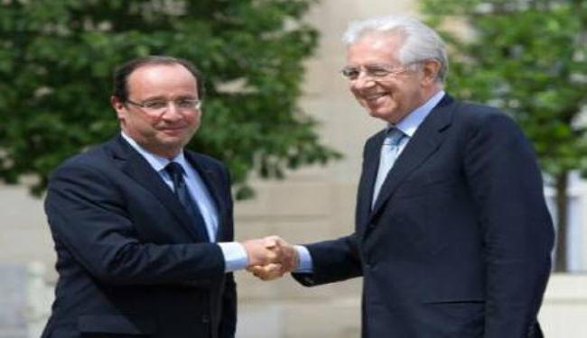 هولاند ومونتي يحضان البنك المركزي الاوروبي على دعم اسبانيا وايطاليا