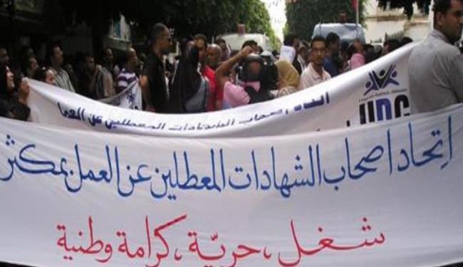درگیری پلیس تونس با  بی‌کاران معترض