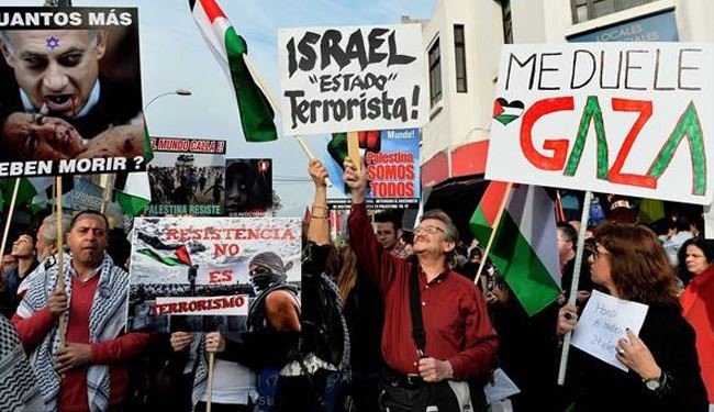 الاف المتظاهرين في تشيلي تضامنا مع الفلسطينيين