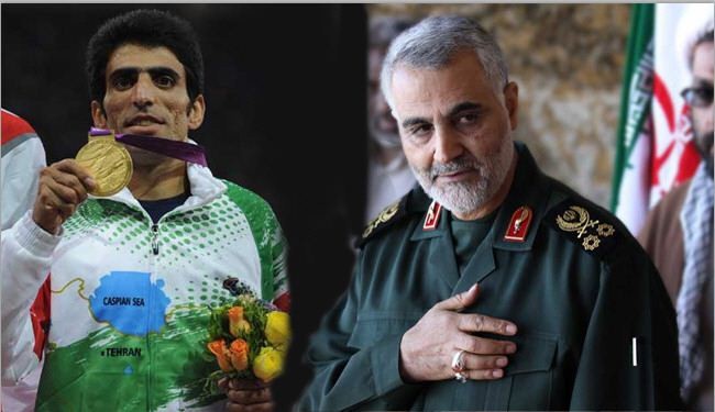 عداء ايراني يهدي ميداليته الذهبية للواء قاسم سليماني