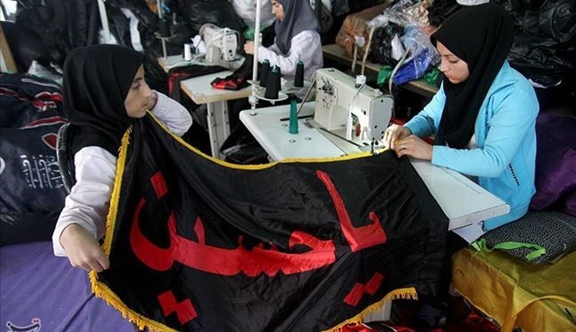 عکس‌هایی از کارگاه تولید پرچم محرم - خمین