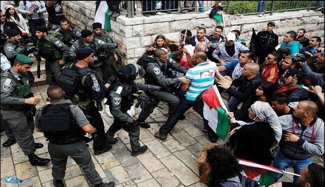 درگیری نظامیان صهیونیست با فلسطینیها در قدس اشغالی