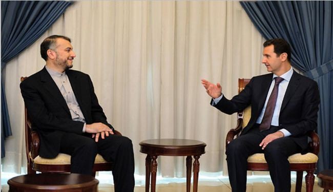 الاسد يؤكد ثقتَه بدورِ ايران ويرحب بجهودها لحل الازمة السورية