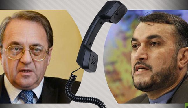 عبد اللهیان وبوغدانوف یناقشان العلاقات الایرانية السعودیة
