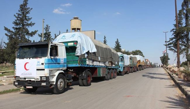 دخول أول قافلة مساعدات انسانية الى نبل والزهراء بعد فك الحصار