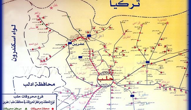 قطع شدن خطوط ارتباطی تروریستها در اطراف حلب