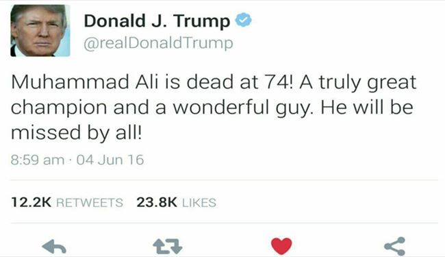 تجلیل ترامپ از محمد علی مسلمان
