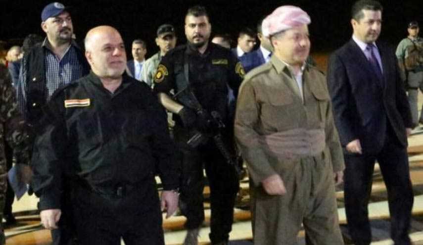 استقبال بارزانی از العبادی در فرودگاه اربیل +عکس