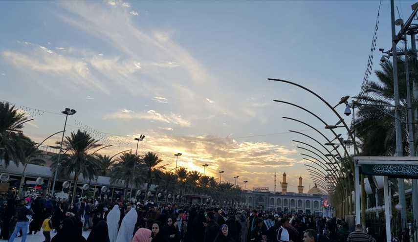 منظر الغروب فوق مرقد الإمام الحسين (ع) في كربلاء المقدسة