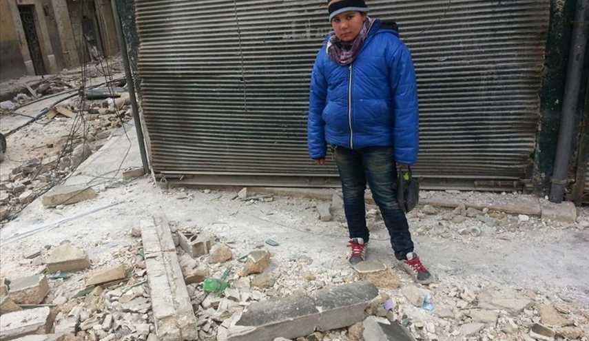 الدمار الذي خلفه المسلحون في حي الميسر ضمن الاحياء الشرقية بحلب التي طهرها الجيش السوري