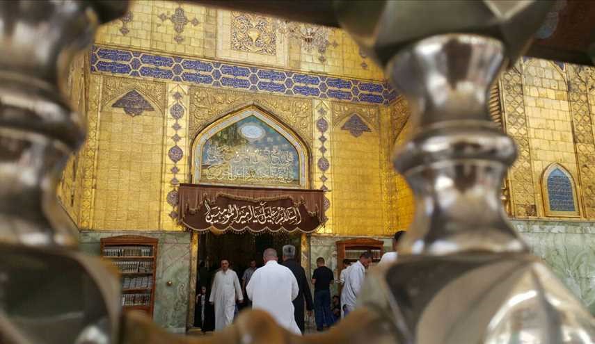 منارة وصحن مرقد امير المؤمنين الامام علي عليه السلام في النجف الاشرف
